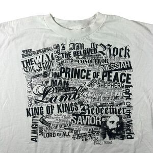 Vintage Kerusso Jesus Graphic Shirt Men’s XXL Bible Verses AOP Religious Y2K